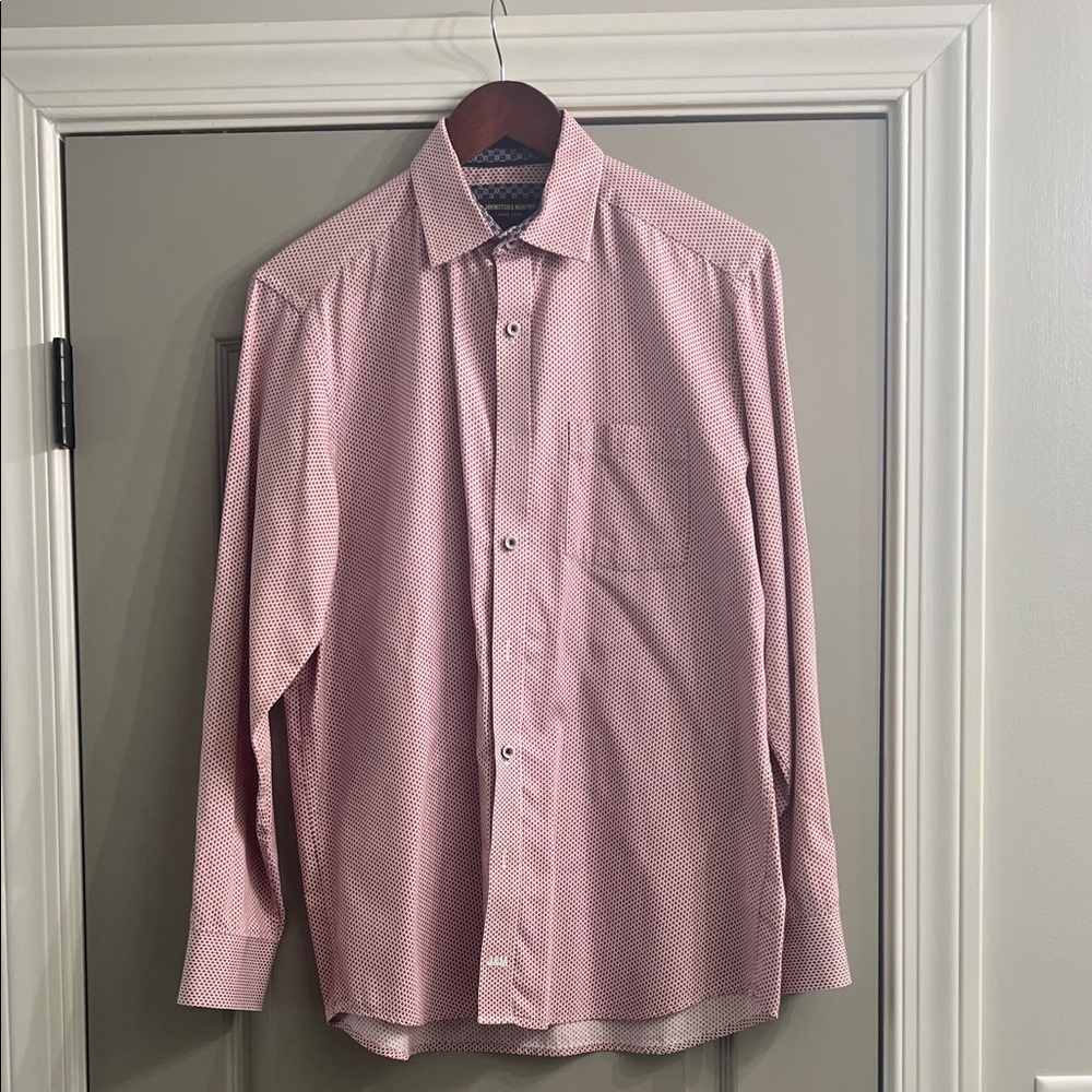 Johnston & Murphy Burgundy Geometric Dress Shirt